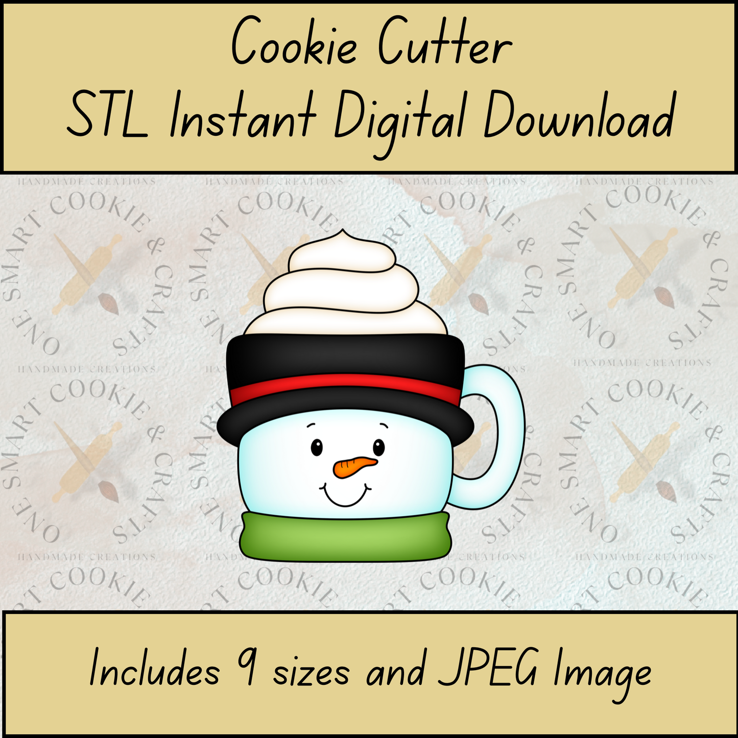 Snowman Coffee Cup Cookie Cutter STL File