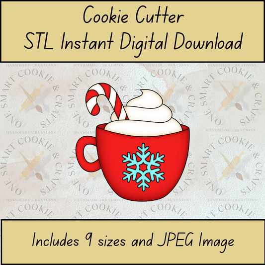 Peppermint Coffee Cup Cookie Cutter STL File