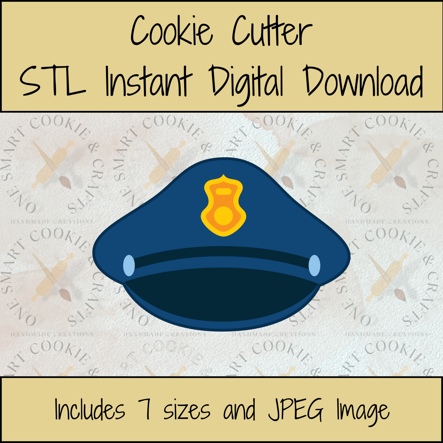 Police Hat Cookie Cutter STL File