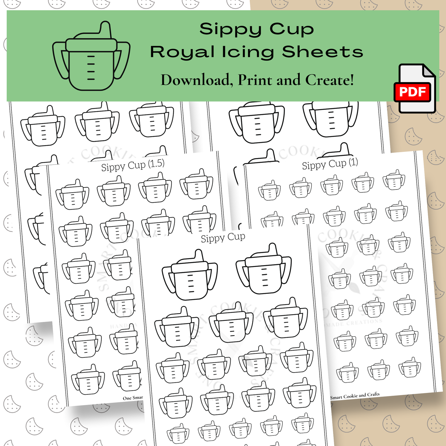 Sippy Cup Royal Icing Transfer Sheet