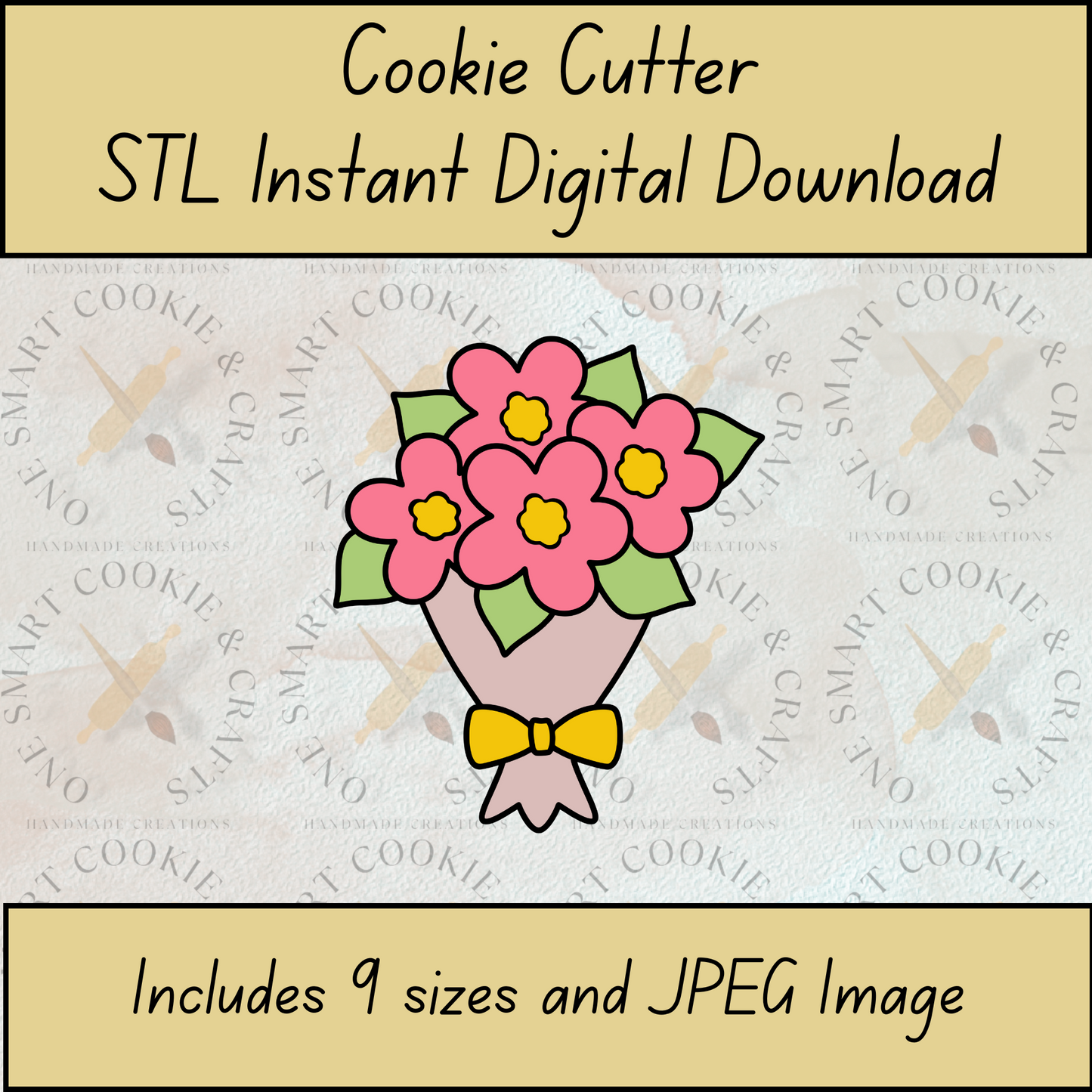 Flower Bouquet Cookie Cutter STL File