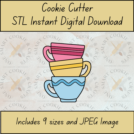 Stacked Teacups Cookie Cutter STL File