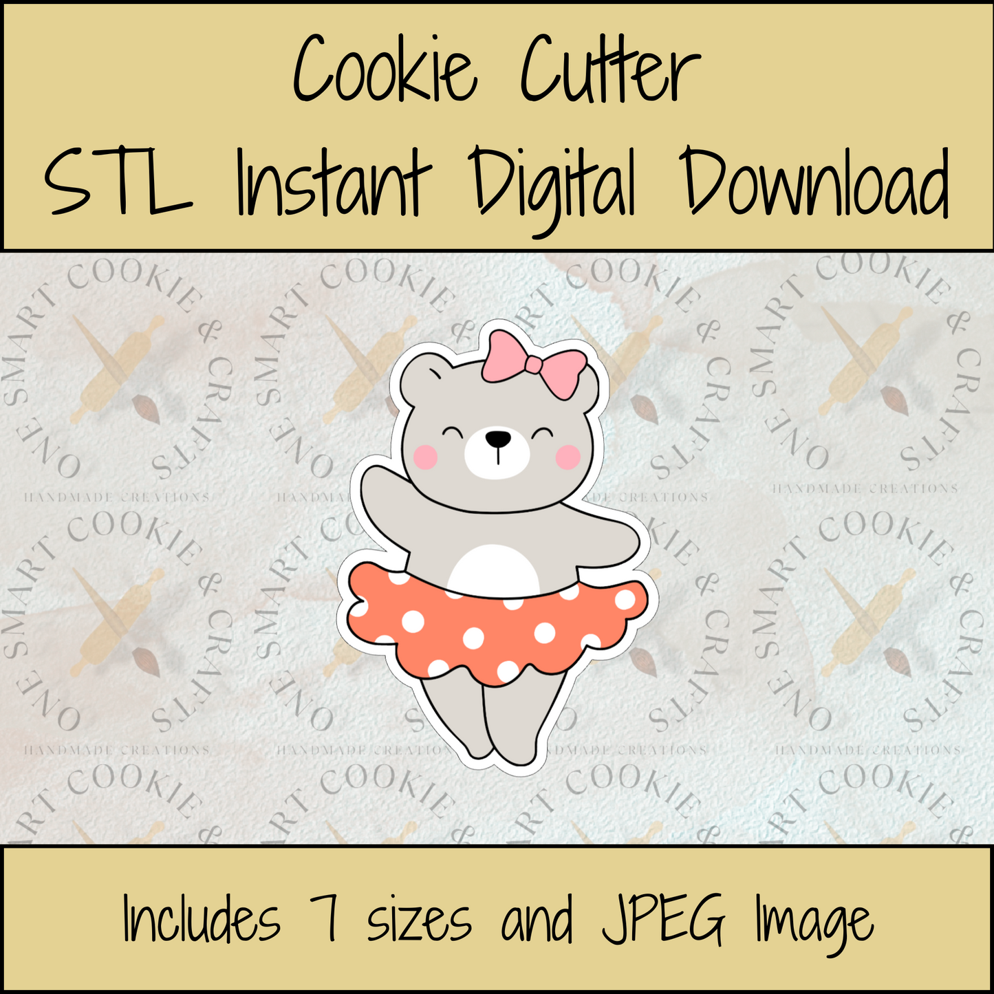 Bear in Tutu Cookie Cutter STL File