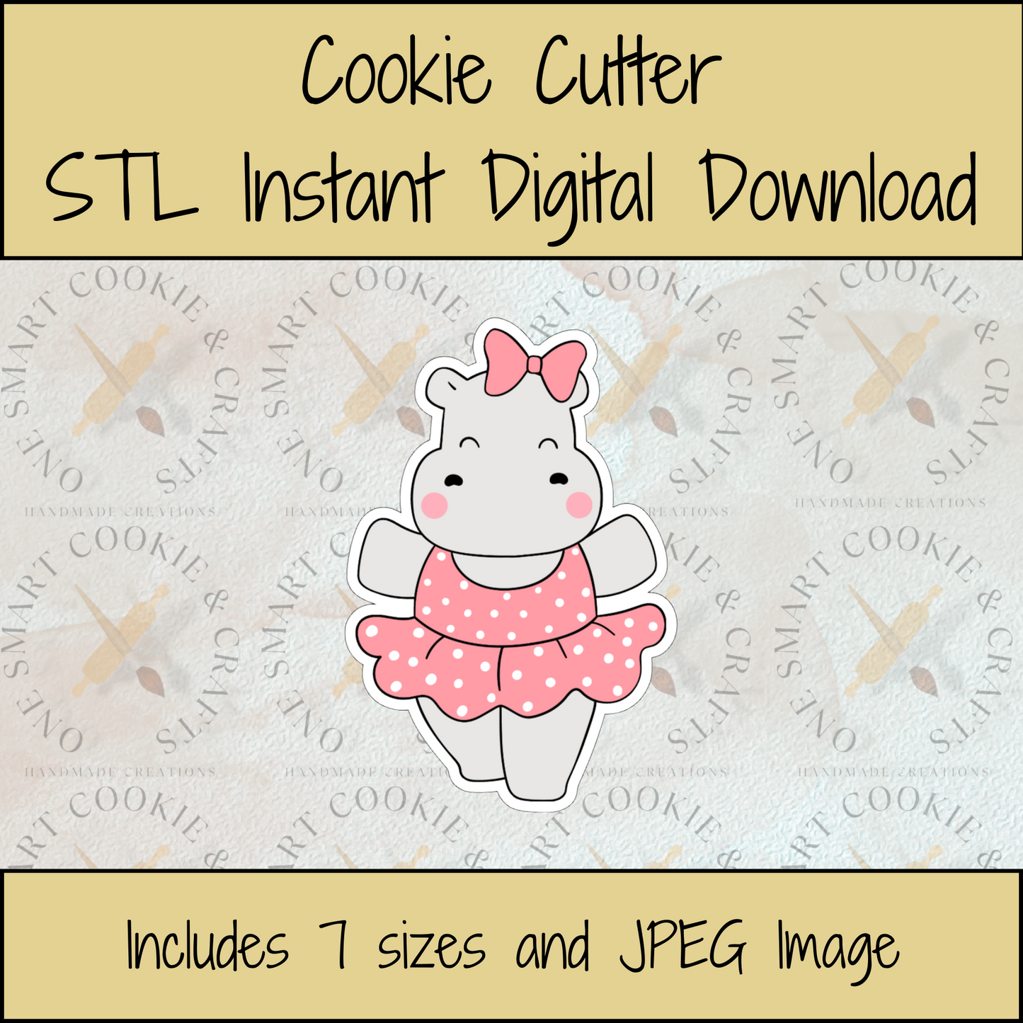 Hippo in Tutu Cookie Cutter STL File