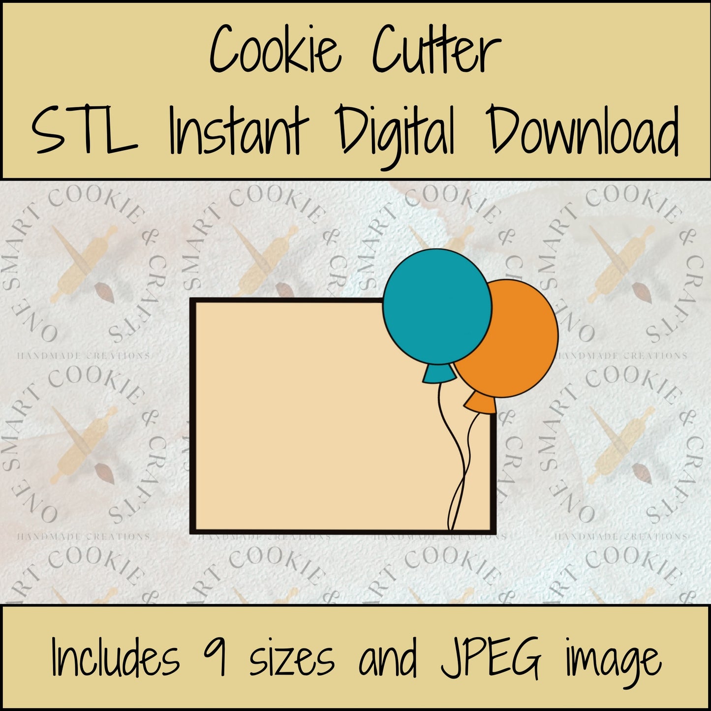 Balloon Plaque Cookie Cutter STL File