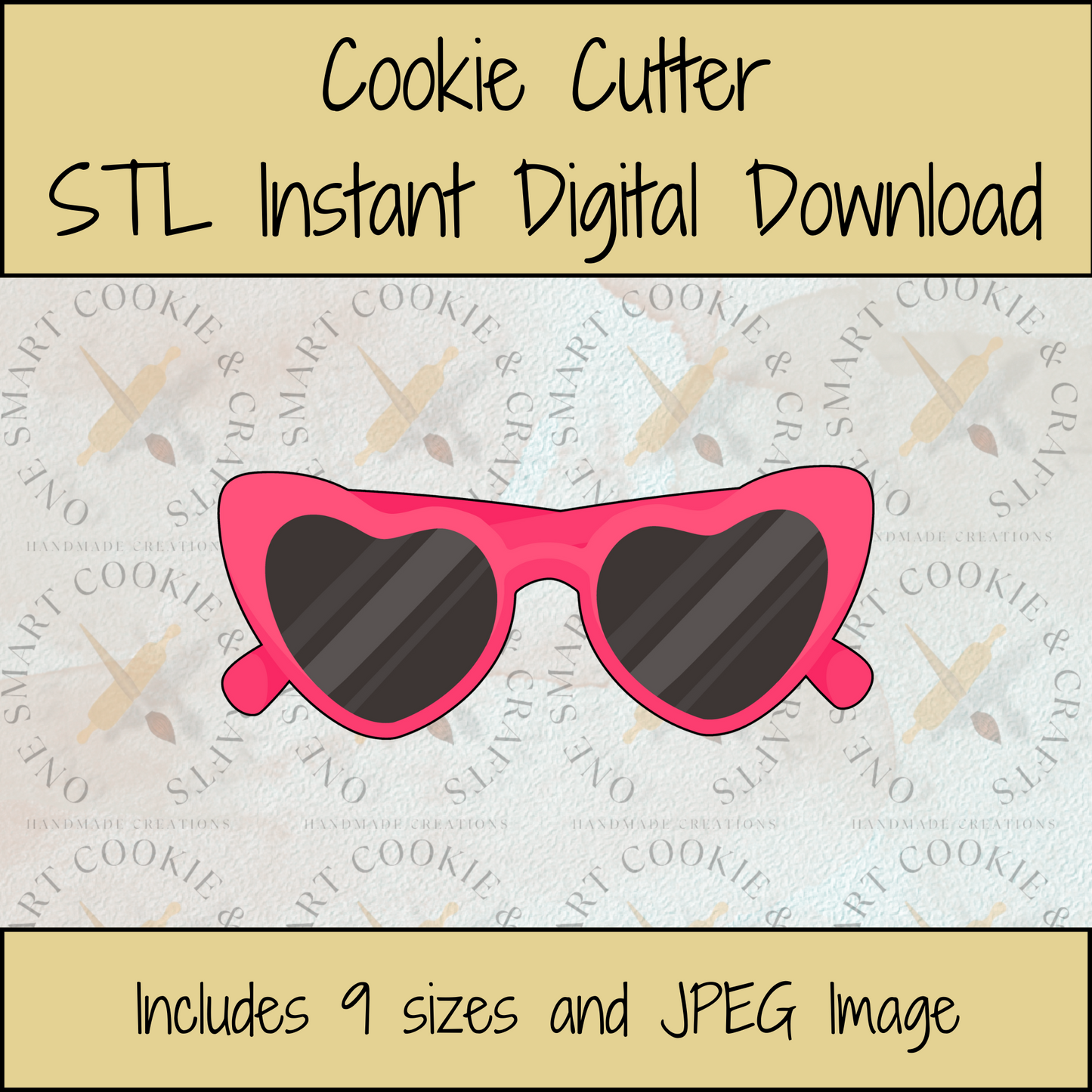 Heart Glasses Cookie Cutter STL File