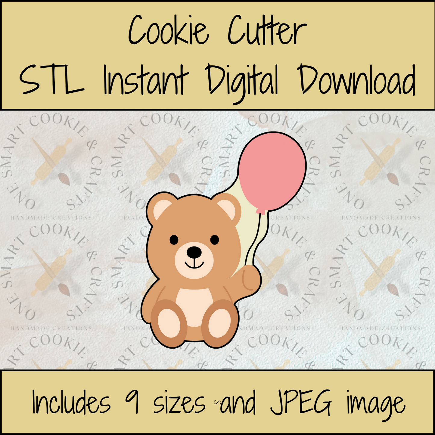 Bear with Balloon Cookie Cutter STL File