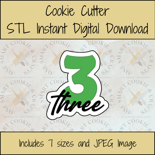 3 with Cloud Cookie Cutter STL File