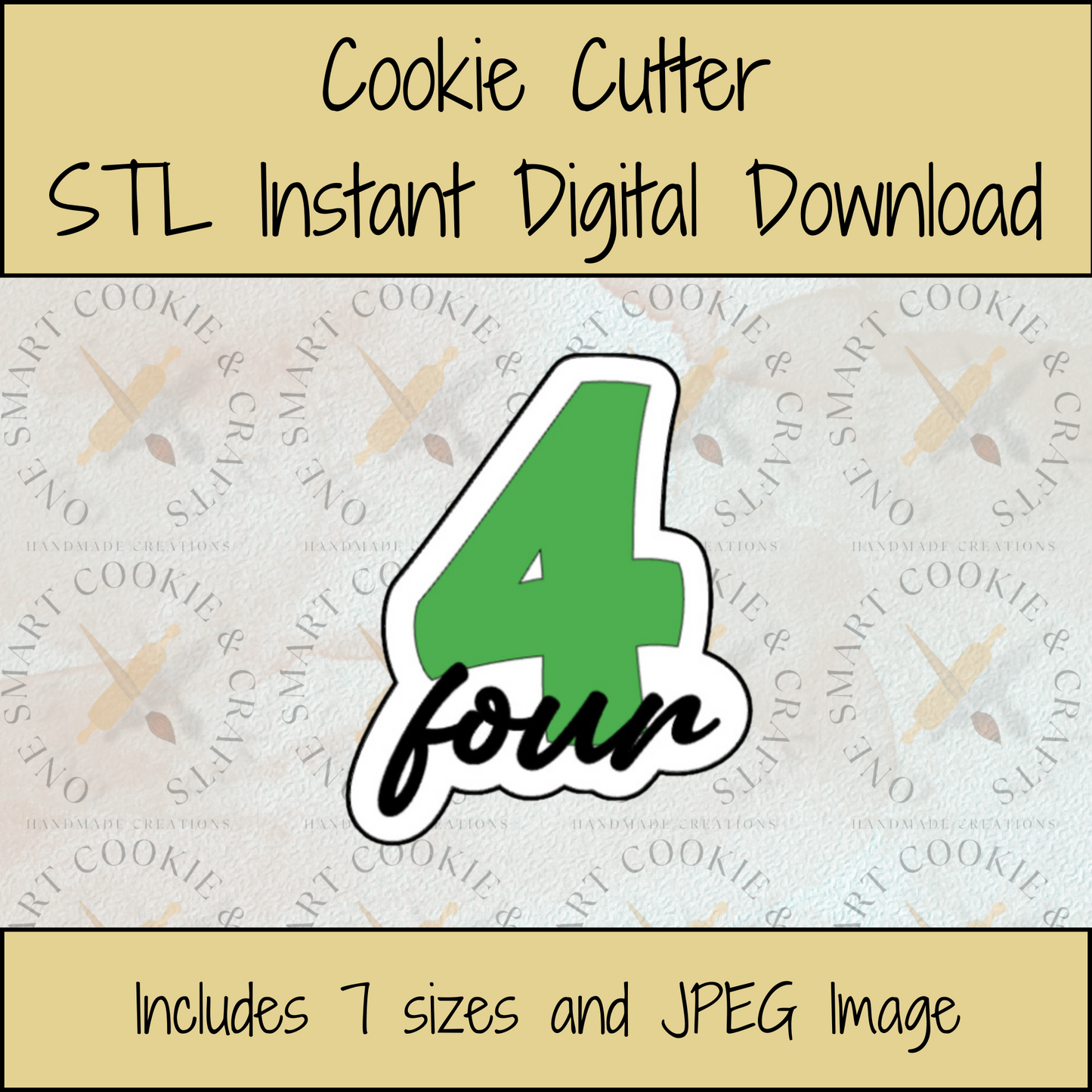 4 with Cloud Cookie Cutter STL File