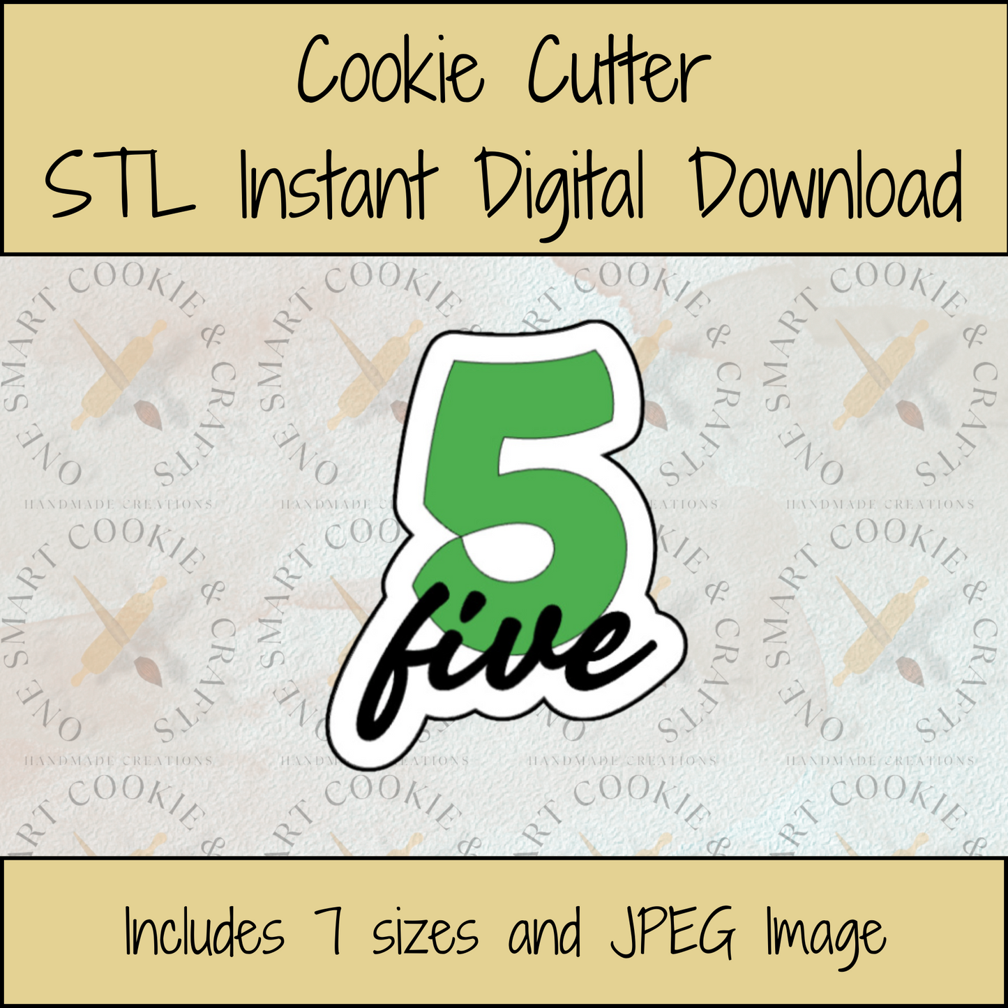 5 with Cloud Cookie Cutter STL File