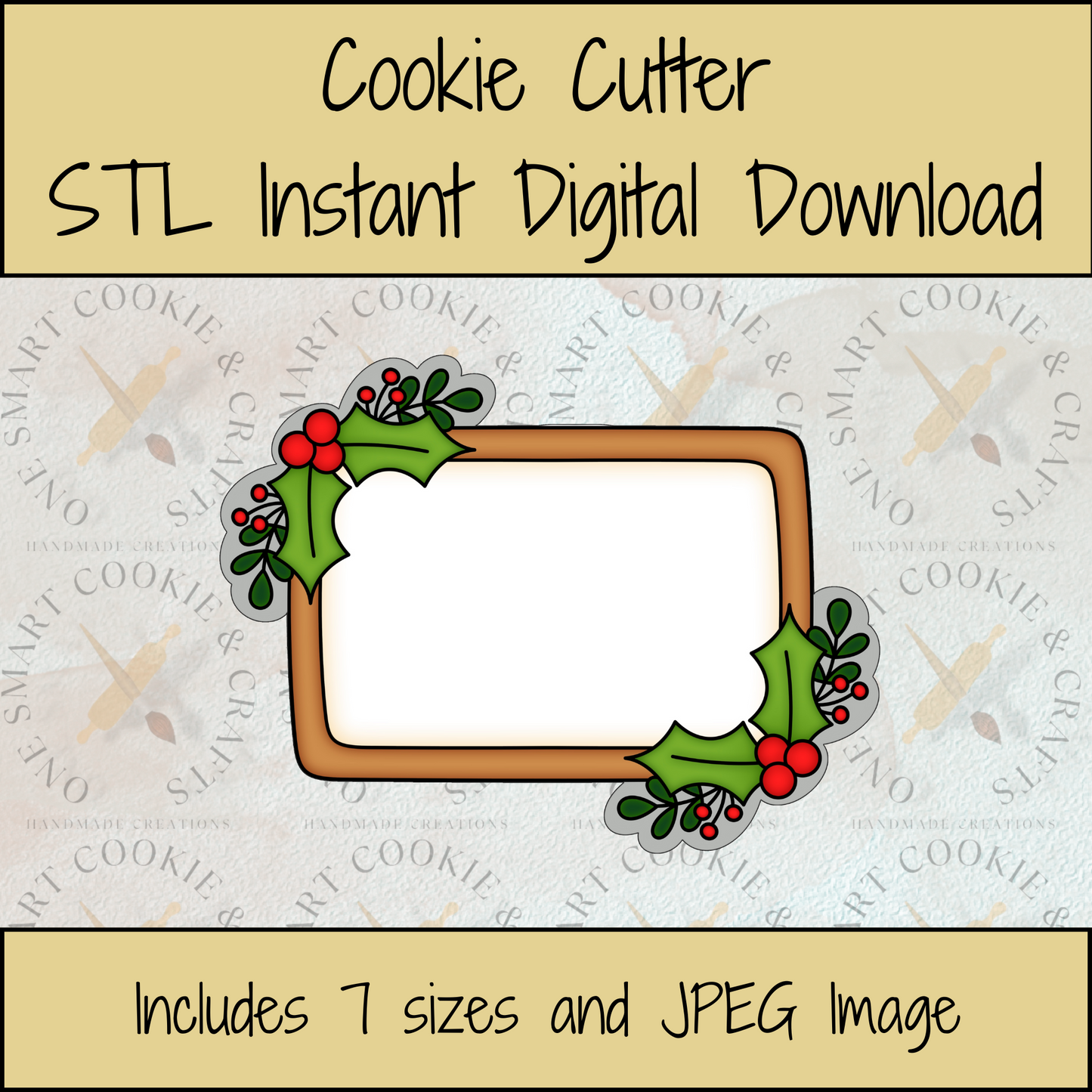 Christmas Plaque Cookie Cutter STL File