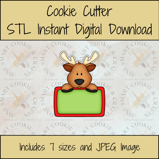 Reindeer Plaque Cookie Cutter STL File