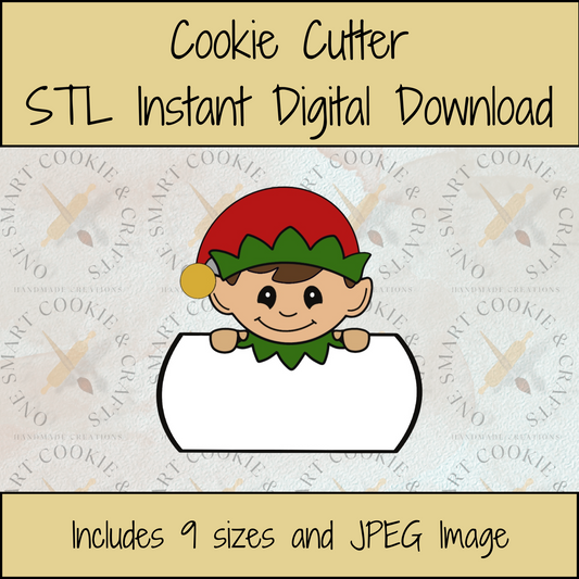 Elf Plaque Cookie Cutter STL File