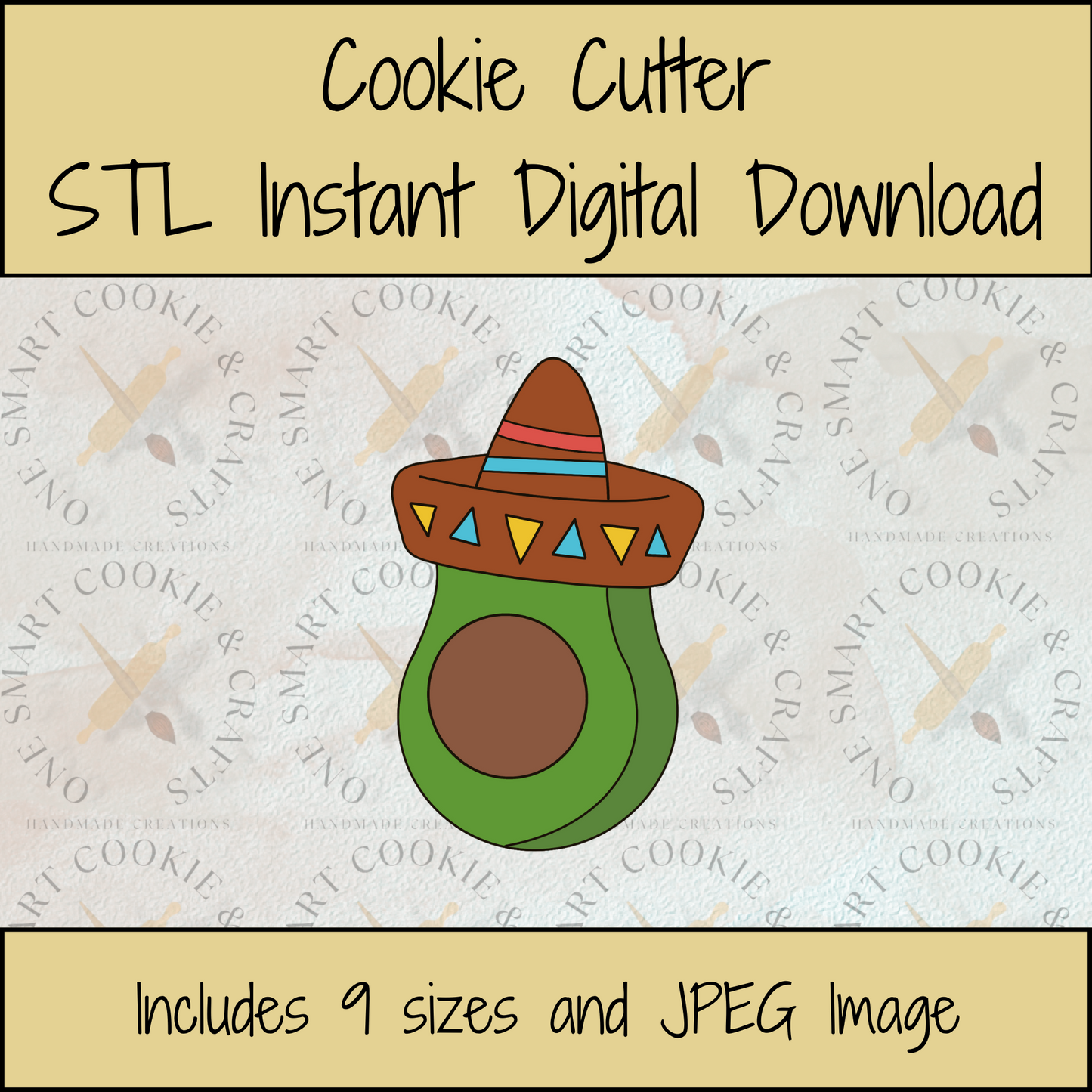 Avocado w/Sombrero Cookie Cutter STL File