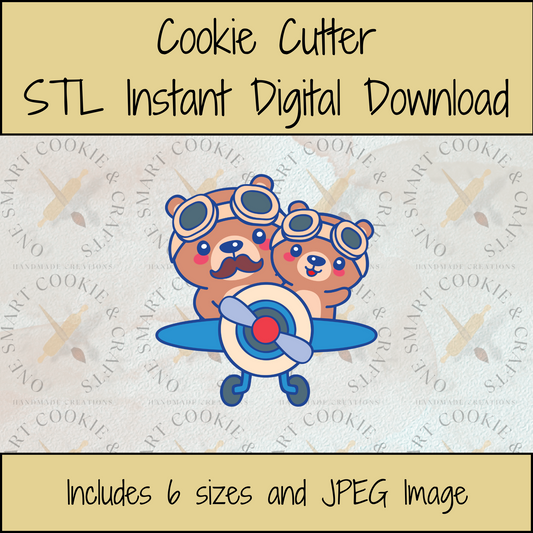 Bear Airplane Cookie Cutter STL