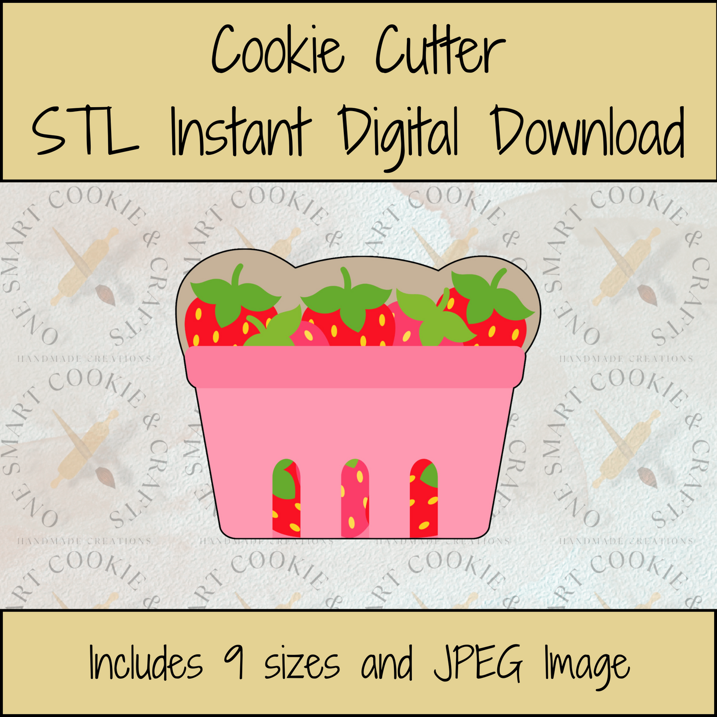 Strawberry Basket Cookie Cutter STL File