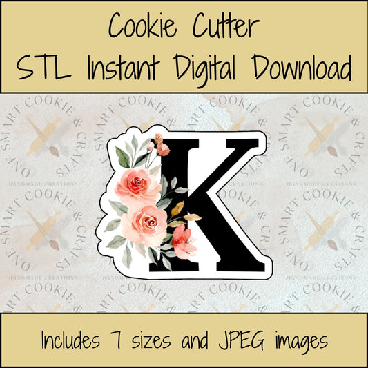 Letter K Cookie Cutter STL File