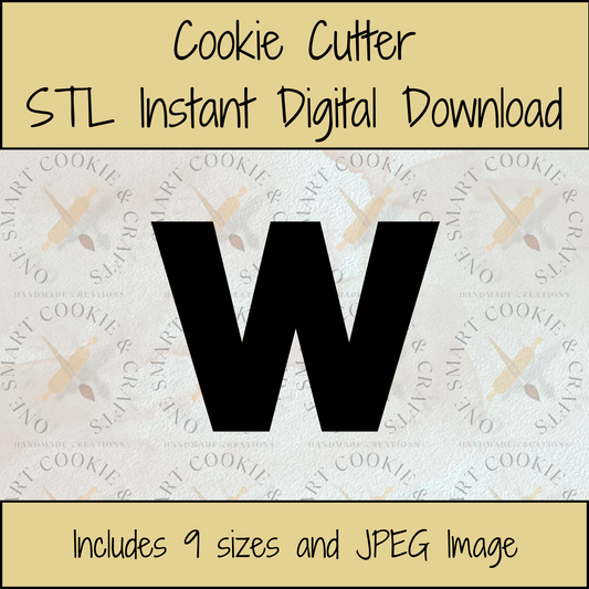 Letter W Cookie Cutter STL File