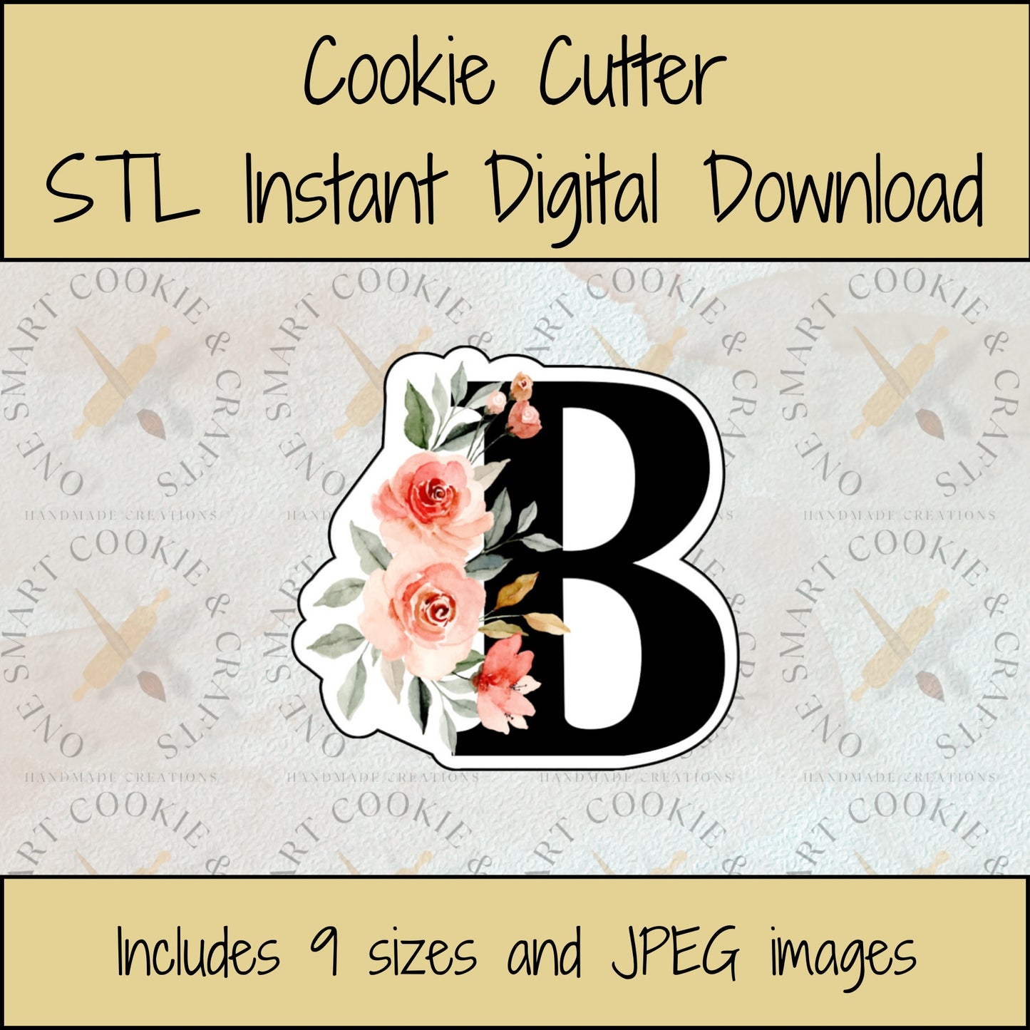 Floral Letter B Cookie Cutter STL File