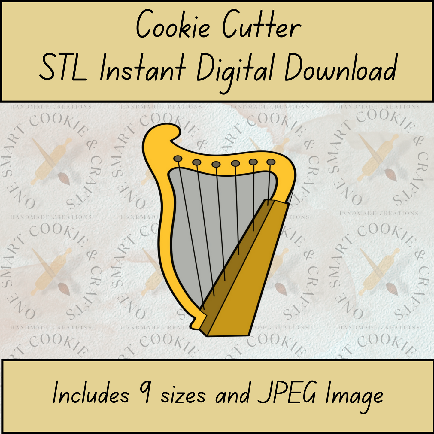 Harp Cookie Cutter STL