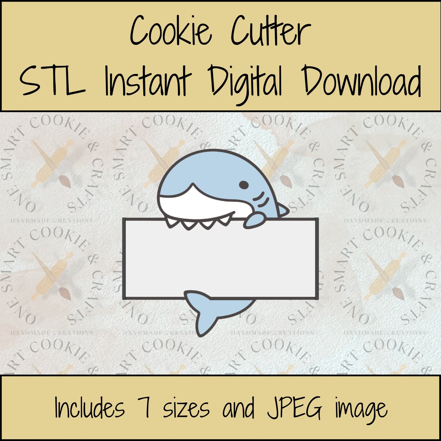 Shark Plaque Cookie Cutter STL File