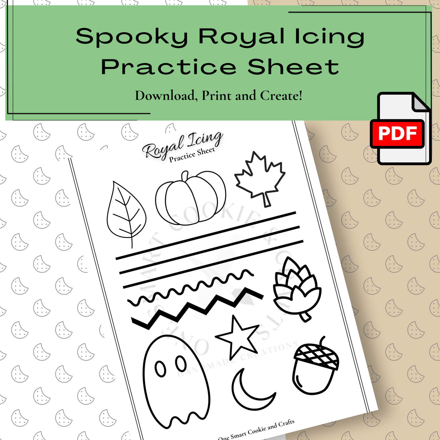 Spooky Royal Icing Practice Sheet