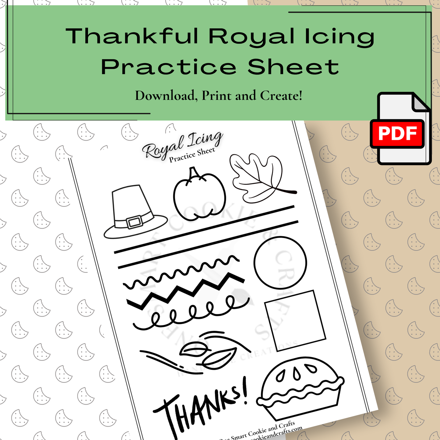 Thankful Royal Icing Practice Sheet