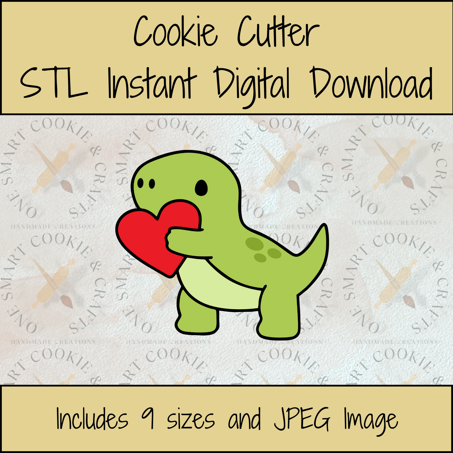 Dinosaur Heart Cookie Cutter STL