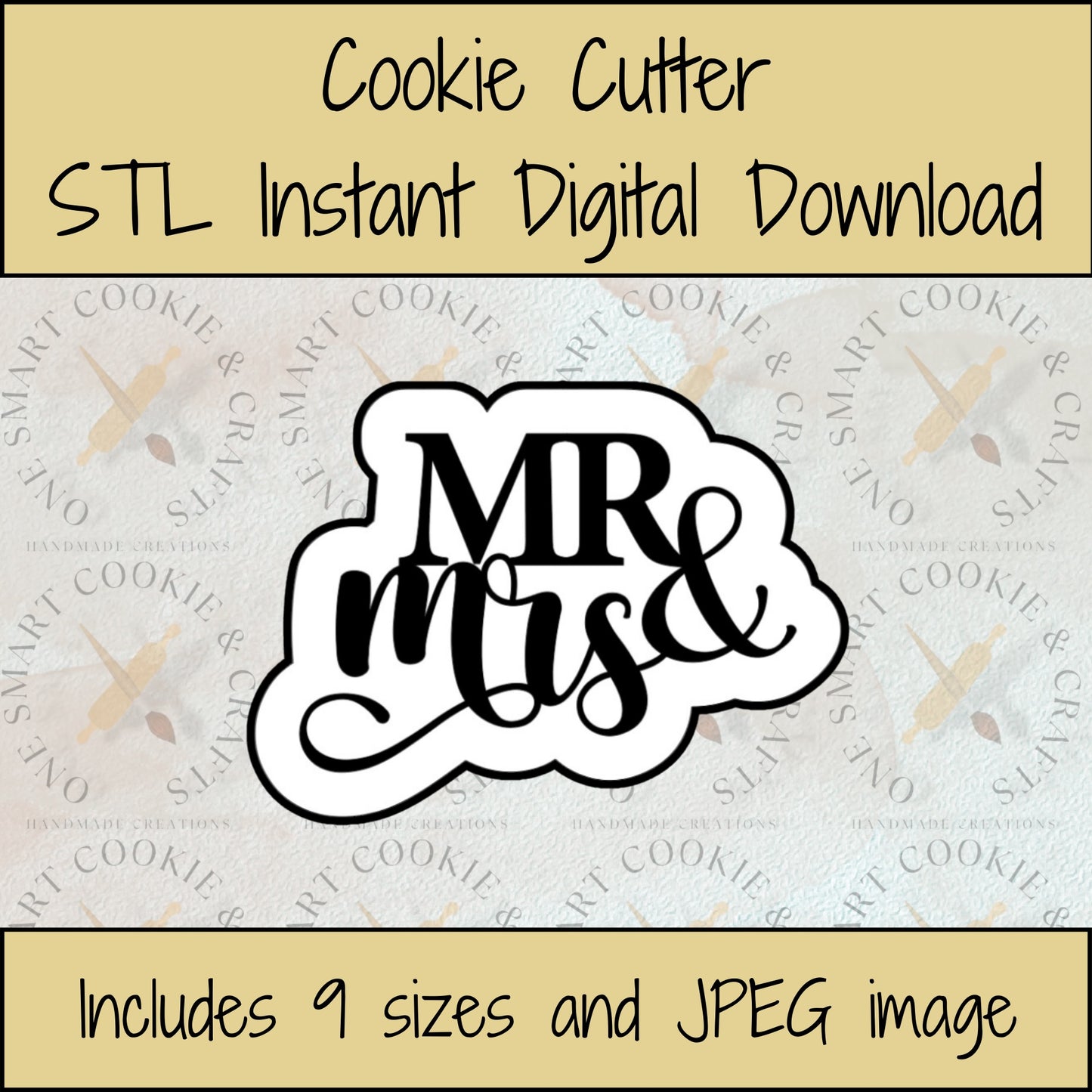 Mr. & Mrs. Plaque Cookie Cutter STL File