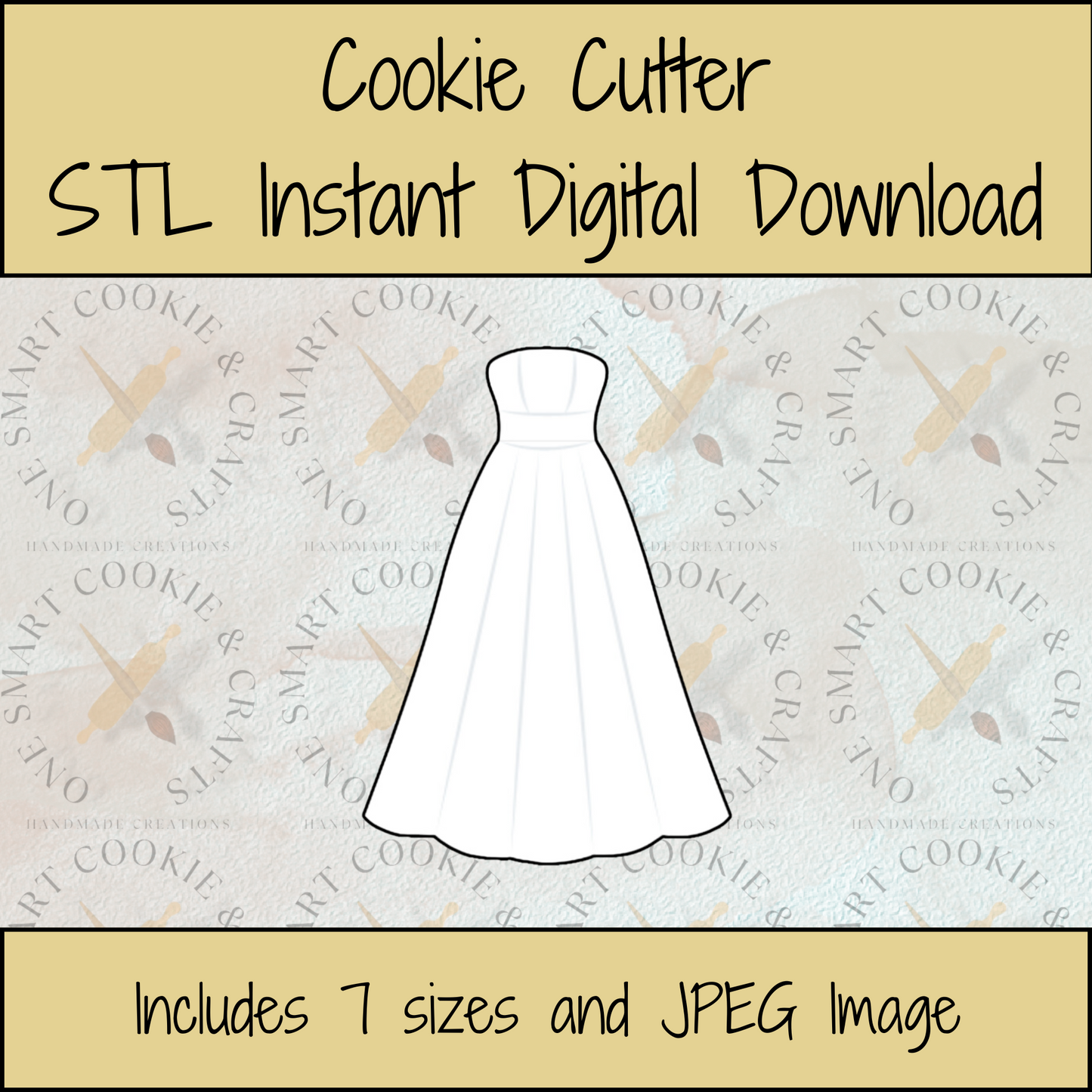 Wedding Dress Cookie Cutter STL File