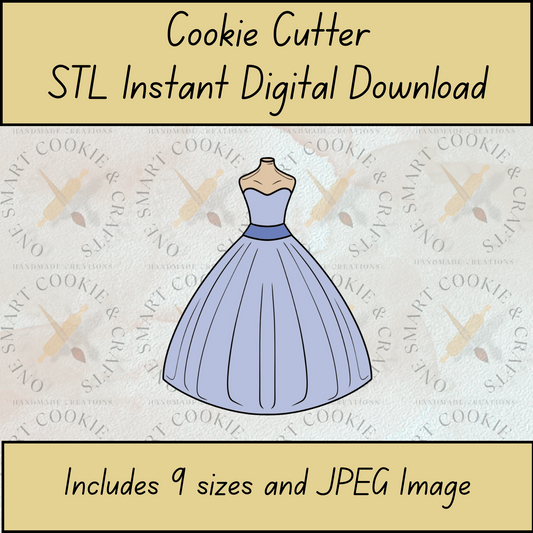 Wedding Dress Cookie Cutter STL File