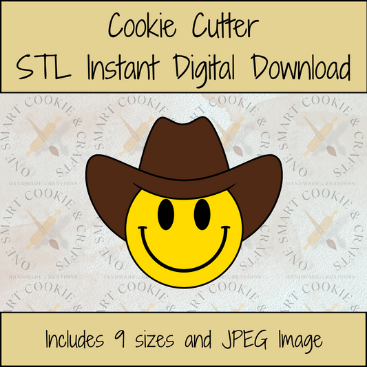 Cowboy Smiley Face Cookie Cutter STL File