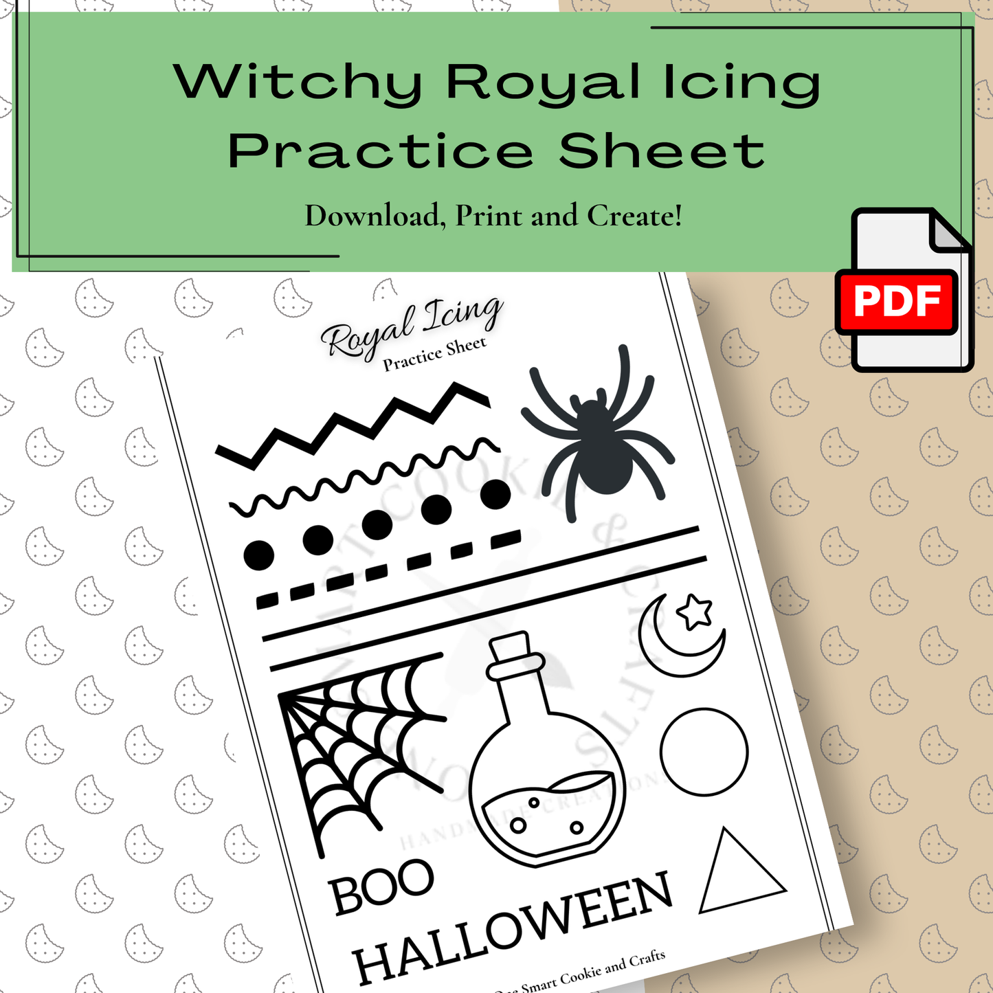 Witchy Royal Icing Practice Sheet